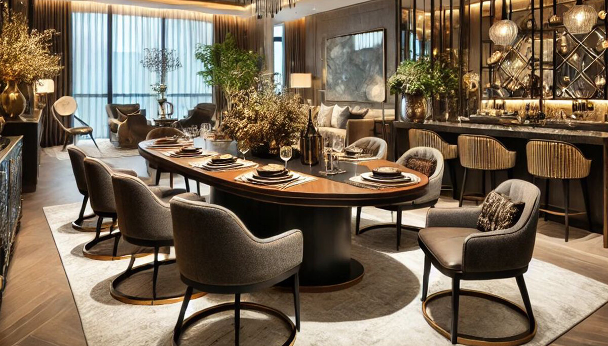 Lüks Ev Dekorasyonu İçin Modern Yemek Odaları