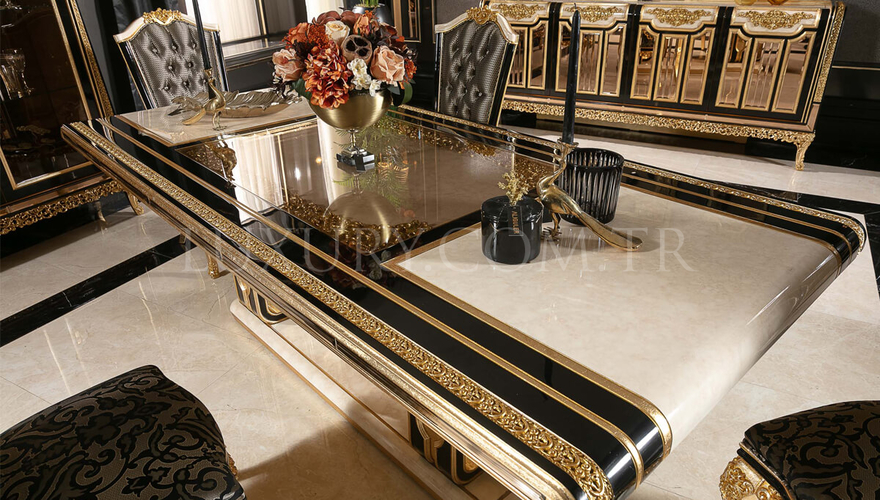 Ahsen Classic Gold Leaf Dining Room - 2