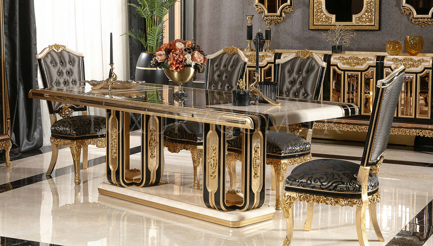 Ahsen Classic Gold Leaf Dining Room - 3