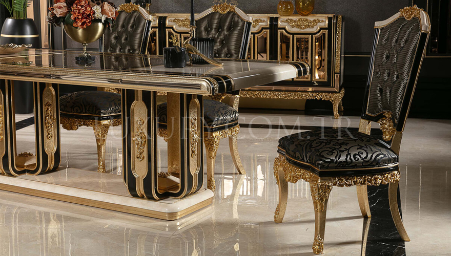 Ahsen Classic Gold Leaf Dining Room - 4