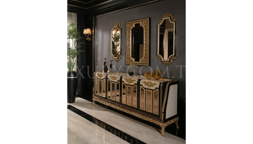 Ahsen Classic Gold Leaf Dining Room - 11