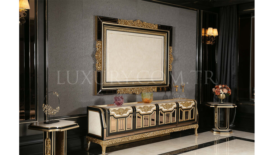 Ahsen Classic Gold Leaf Dining Room - 8