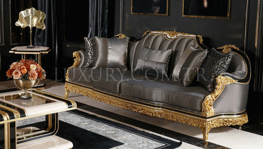 Ahsen Classic Gold Leaf Living Room - 3