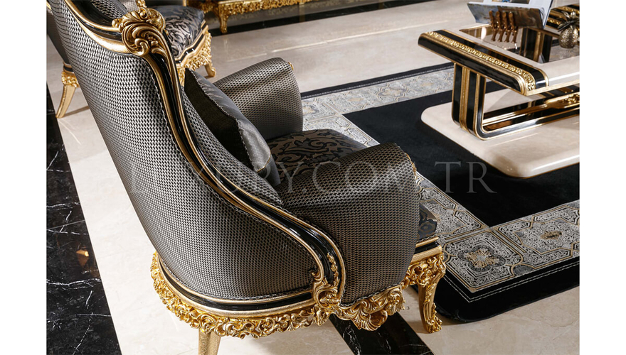 Ahsen Classic Gold Leaf Living Room - 5