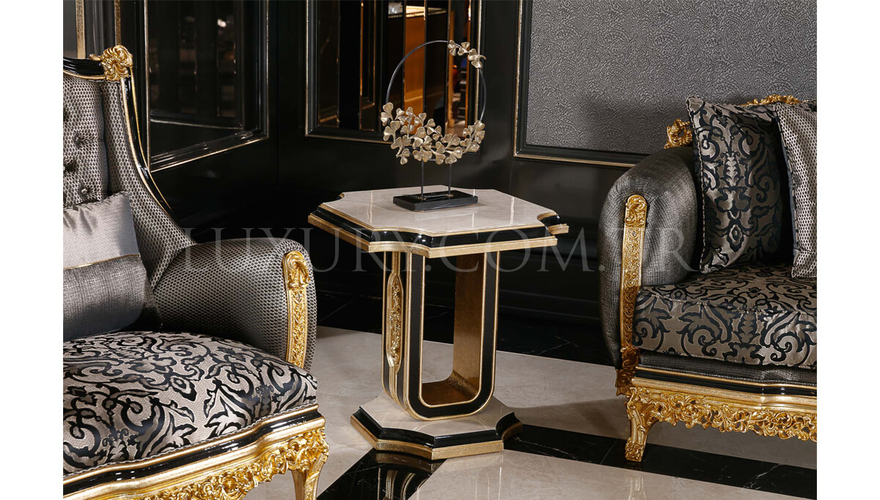 Ahsen Classic Gold Leaf Living Room - 8