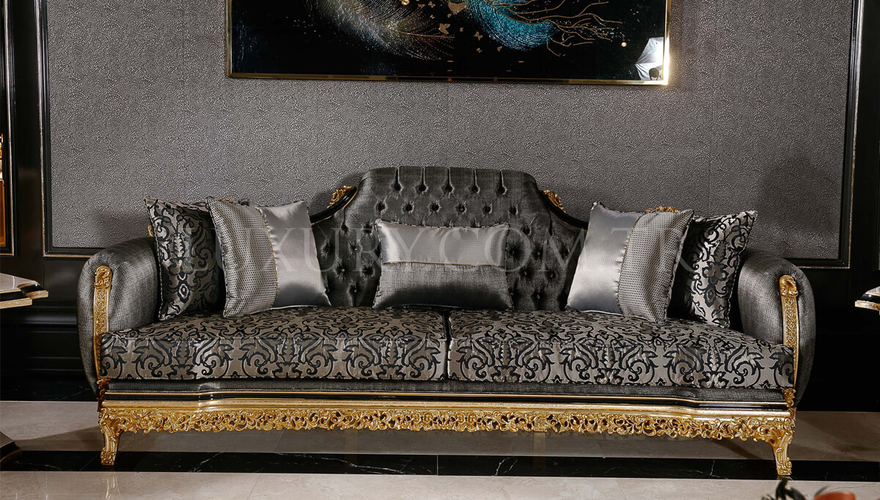 Ahsen Classic Gold Leaf Living Room - 9