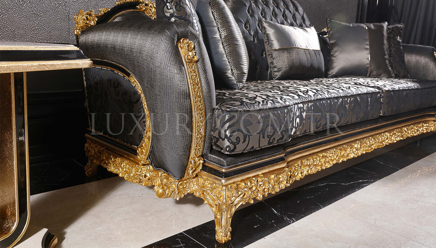 Ahsen Classic Gold Leaf Living Room - 13