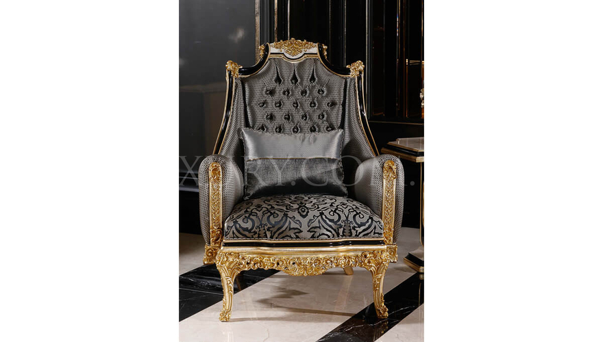 Ahsen Classic Gold Leaf Living Room - 10