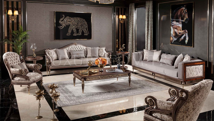 Akira Walnut Classic Living Room - 1128