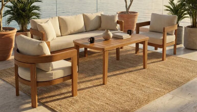 Alaçatı Ahşap Bahçe Koltuk Takımı - 1180