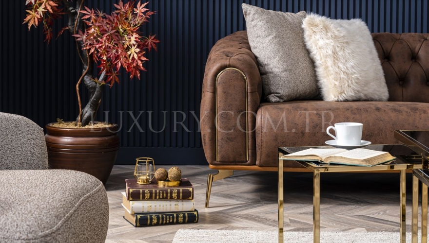 Alesta Modern Brown Sofa Set - 9