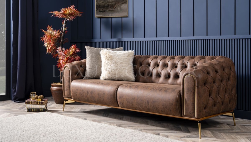 Alesta Modern Brown Sofa Set - 7