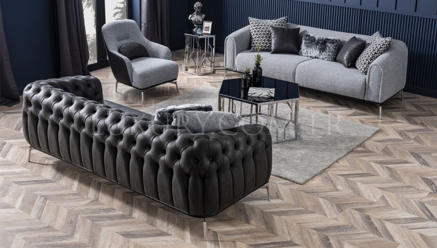 Alesta Modern Gray Sofa Set - 2