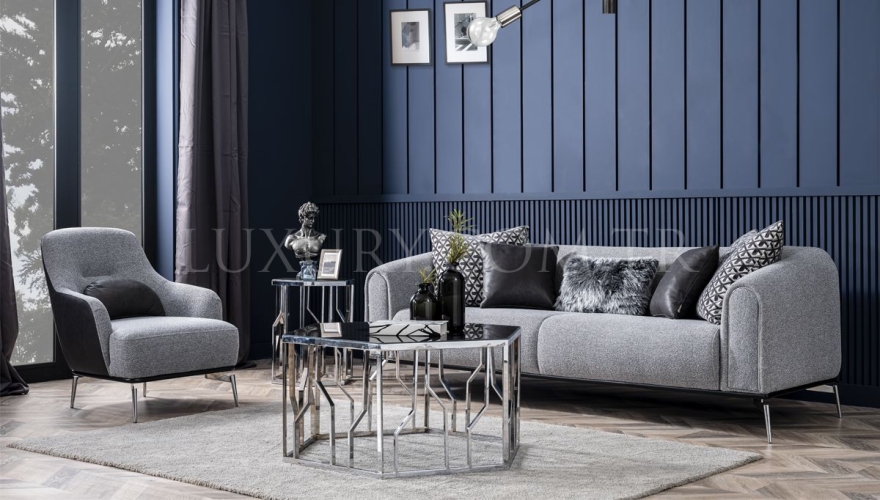 Alesta Modern Gray Sofa Set - 3