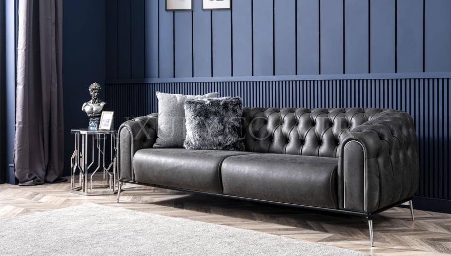 Alesta Modern Gray Sofa Set - 8