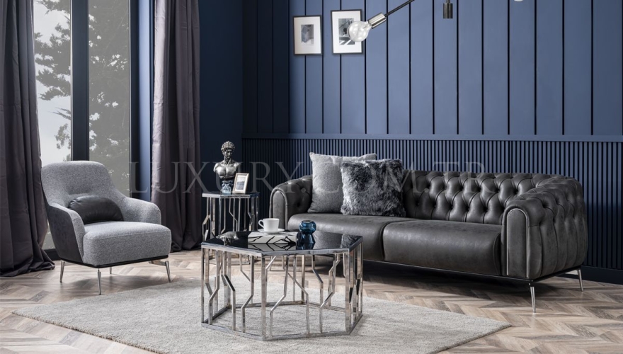 Alesta Modern Gray Sofa Set - 9