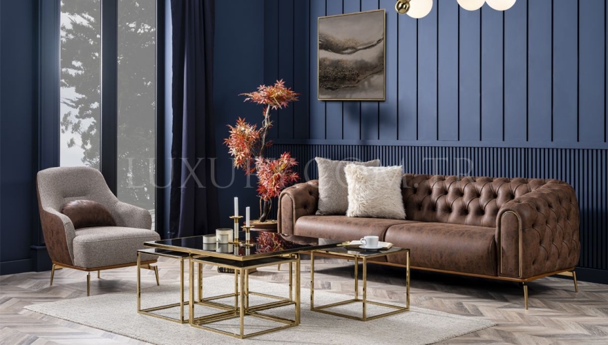 Alesta Modern Kahverengi Koltuk Takımı - 3
