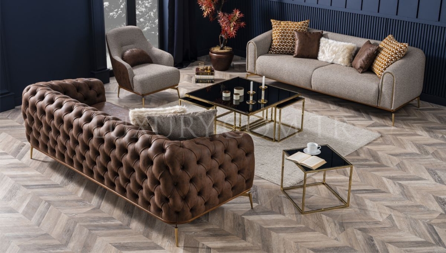 Alesta Modern Kahverengi Koltuk Takımı - 2