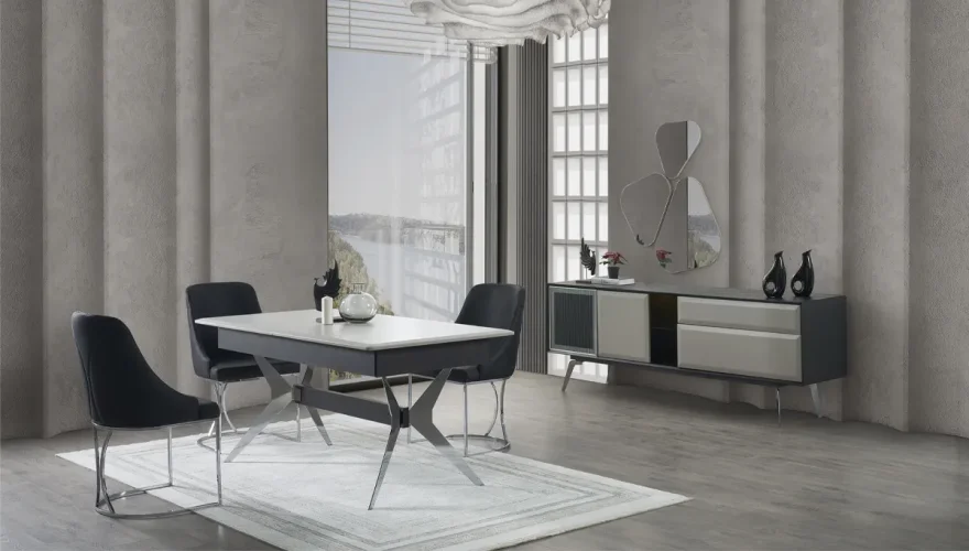 Alinas Gri Bohem Yemek Odası Takımı - 3