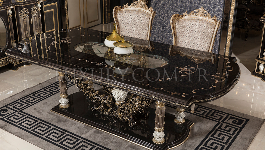 Almila Classic Black Dining Room - 11