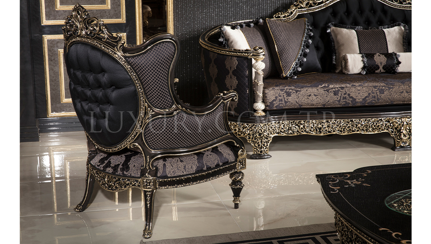 Almila Classic Black Living Room - 7