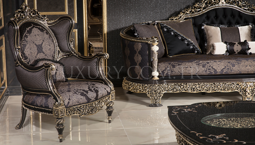 Almila Classic Black Living Room - 12