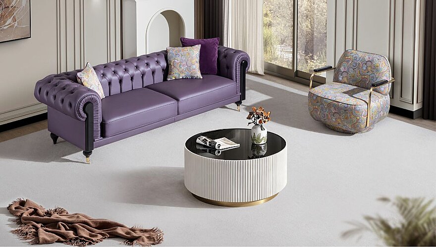 Alvero Chester Leather Sofa