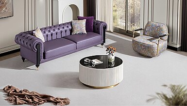Alvero Deri Chesterfield Koltuk Takımı - 1184