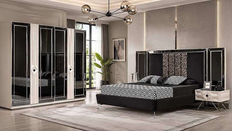 Amelie Siyah Beyaz Modern Yatak Odası - 1182