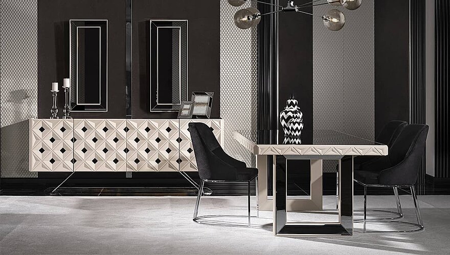 Amelie Siyah Beyaz Modern Yemek Odası - 2