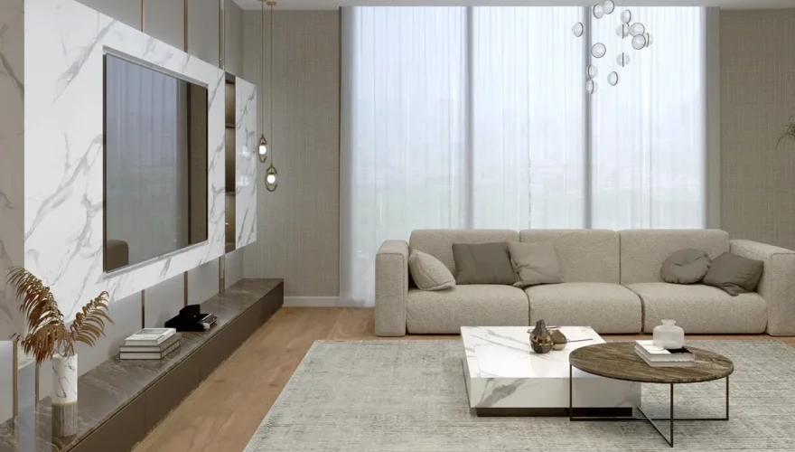 Astana Marble Patterned TV Panel - 4