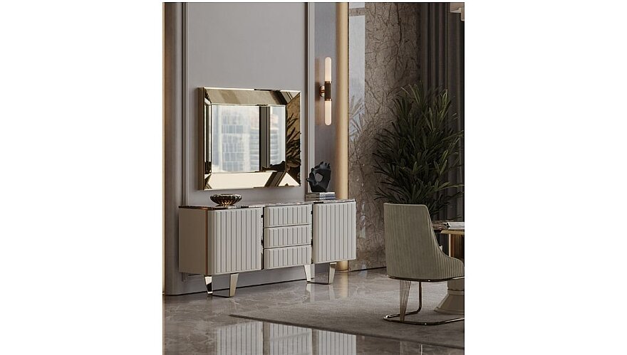 Avero Mermer Detaylı Modern Yemek Odası Takımı - 6