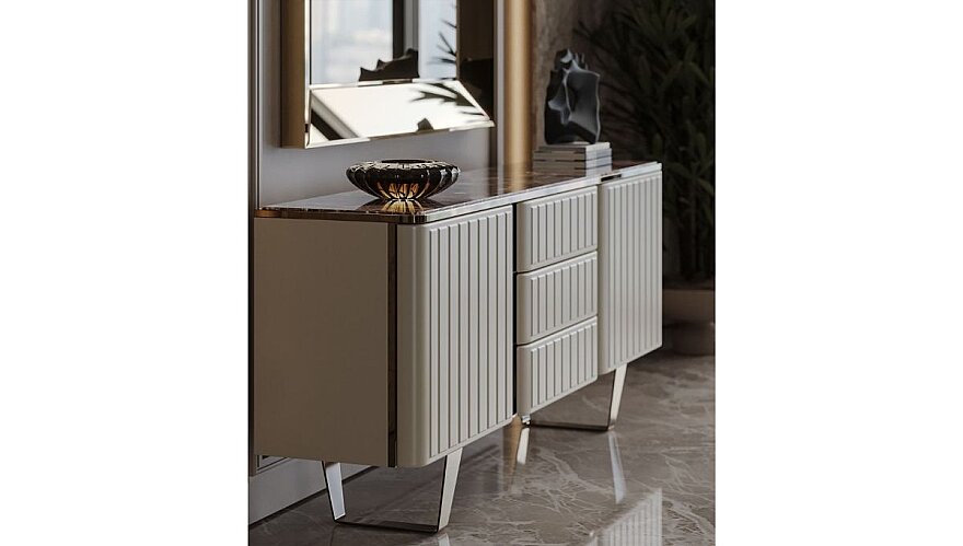 Avero Mermer Detaylı Modern Yemek Odası Takımı - 7