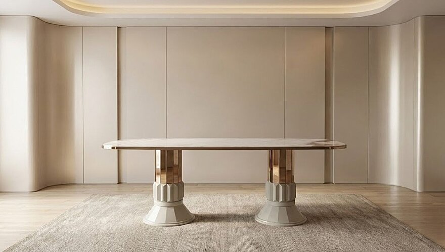 Avero Mermer Detaylı Modern Yemek Odası Takımı - 8