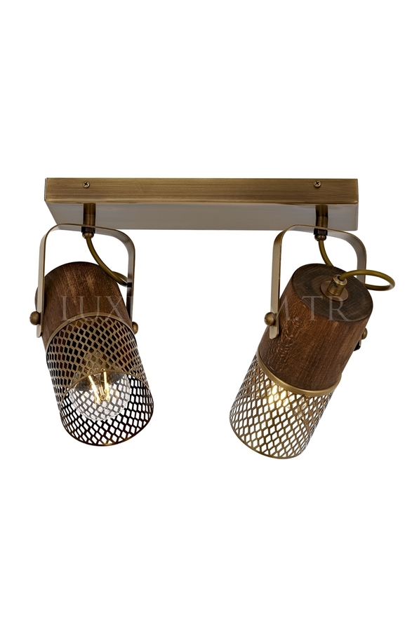 Luxury AR-60265-2EY Eskitme Kaplama Modern Avize E27 Metal Ahşap 32x25cm - Luxury Avize ve Aydınlatma
