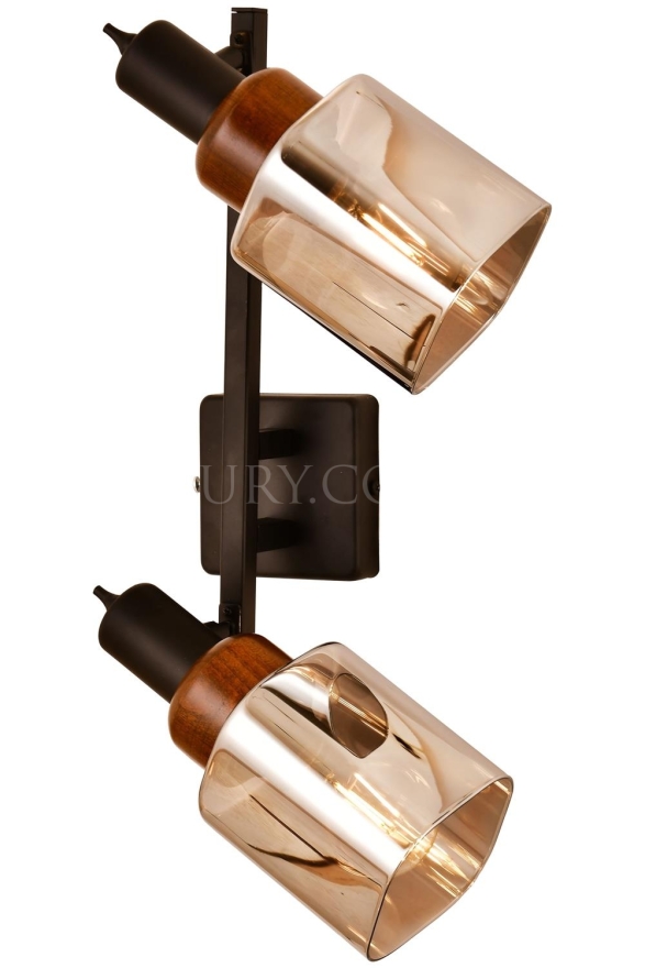 AVONNI AR-60415-2Y-BSY Siyah Boya Modern Avize E27 Metal Ahşap Cam 50x35cm - Luxury