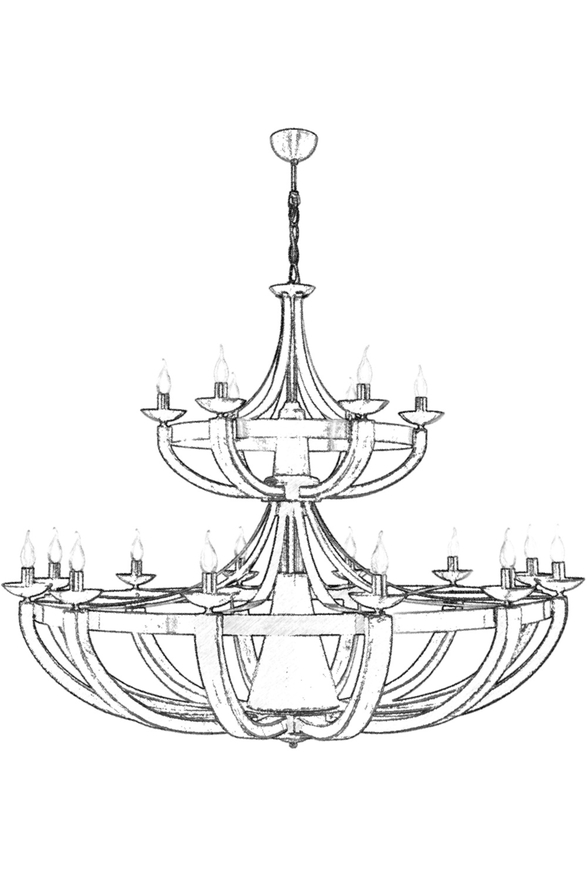 Luxury AV-1644-12+6E Eskitme Kaplama Modern Avize E14 Metal Ahşap 147cm - 2