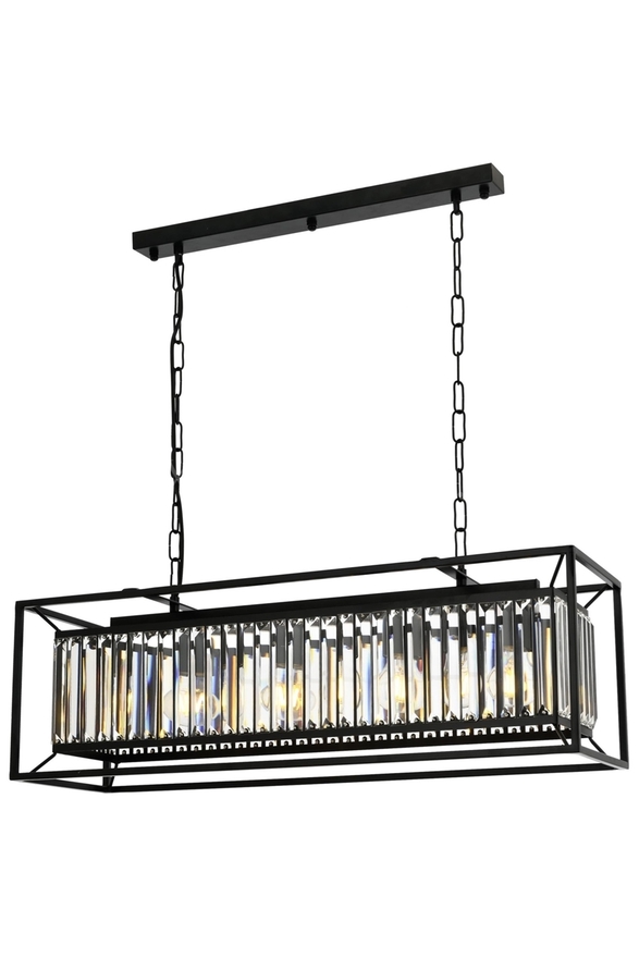 Luxury AV-60029-4Y-BSY Siyah Boyalı Modern Avize E27 Metal Kristal 80x22cm - Luxury Avize ve Aydınlatma