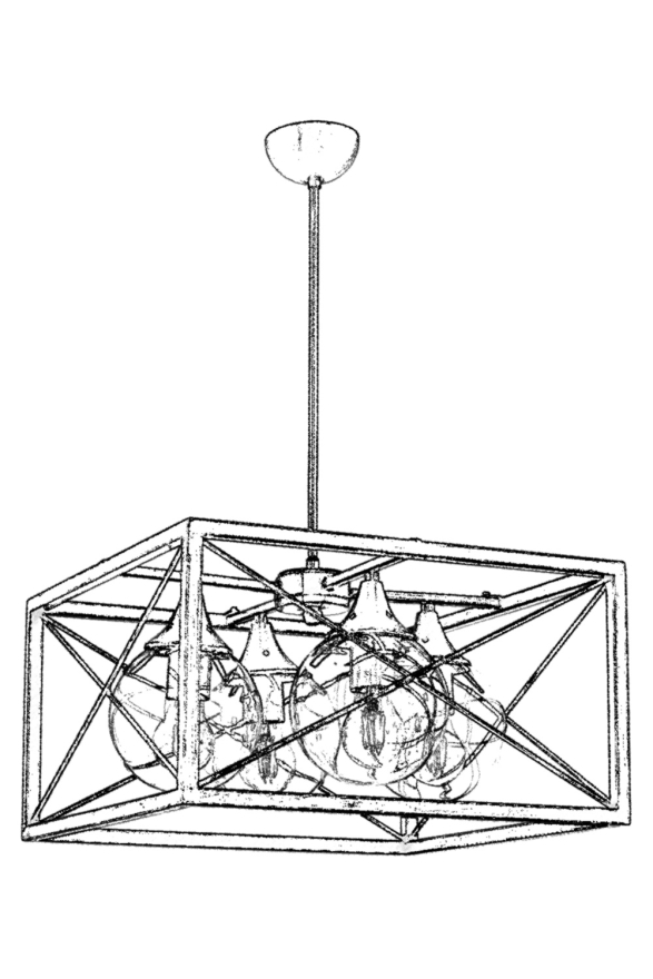 AVONNI AV-60127-4E Eskitme Kaplama Modern Avize E27 Metal Cam 45cm - 3