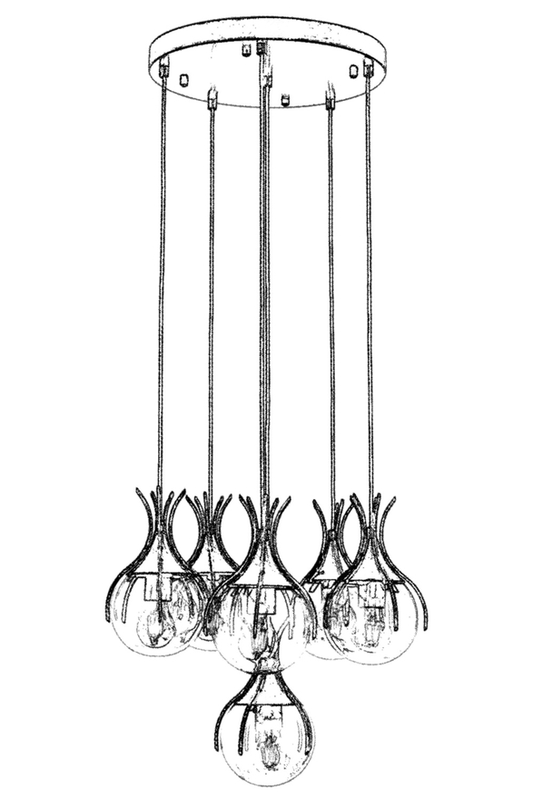 Luxury AV-60161-6ET Eskitme Kaplama Modern Avize E27 Metal Cam 50cm - 2