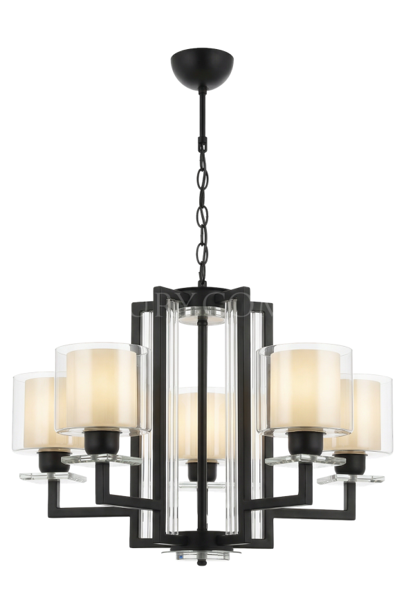 AVONNI AV-60190-5BSY Siyah Kaplama Modern Avize E27 Metal Cam 70cm - Luxury