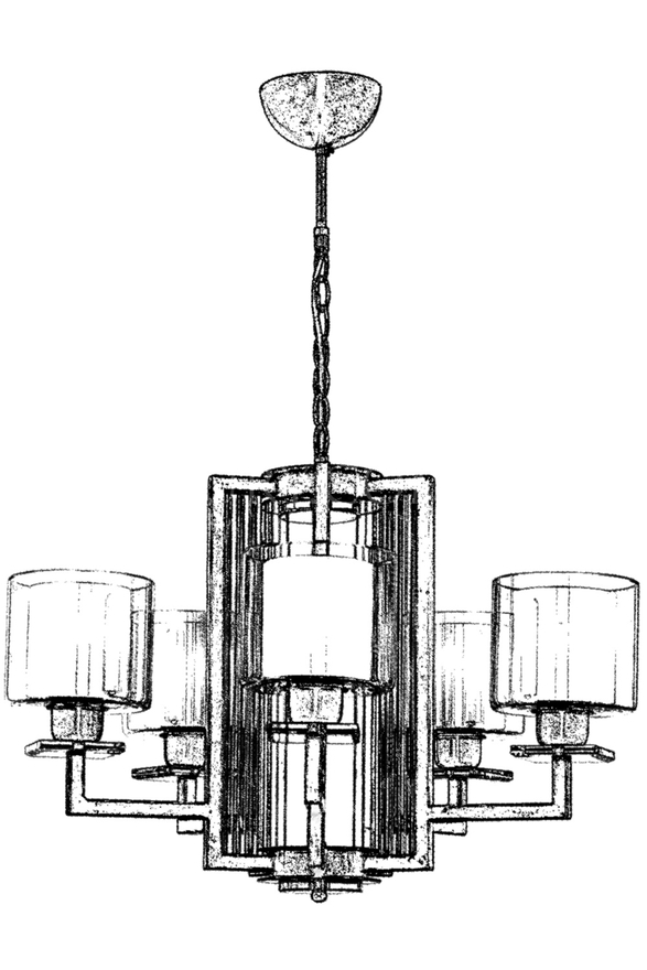 Luxury AV-60190-5E Eskitme Kaplama Modern Avize E27 Metal Cam 70cm - 4