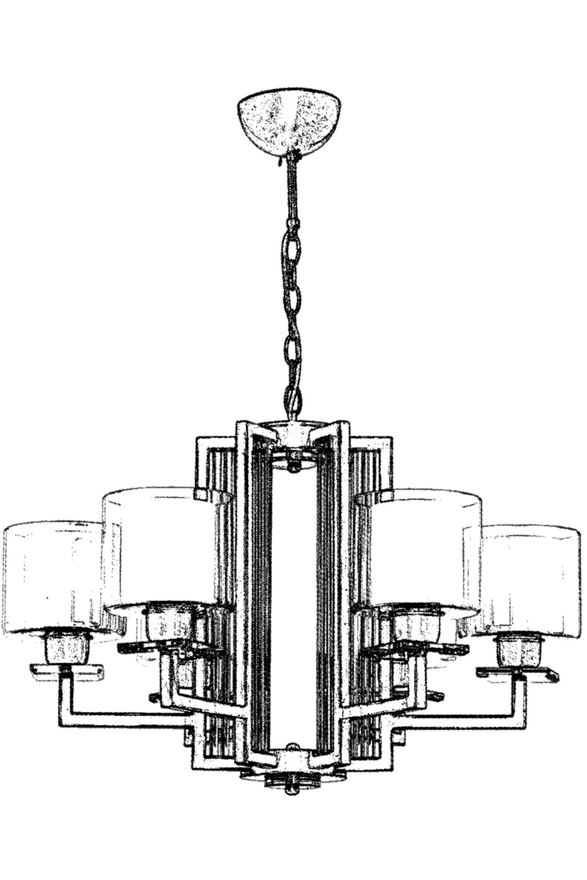 Luxury AV-60190-6E Eskitme Kaplama Modern Avize E27 Metal Cam 70cm - 3