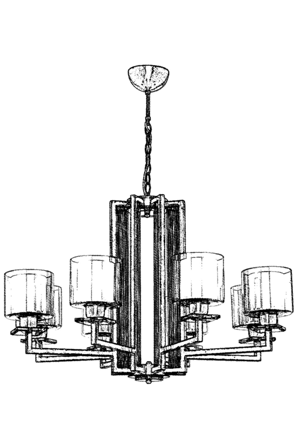 Luxury AV-60190-8E Eskitme Kaplama Modern Avize E27 Metal Cam 80cm - 2