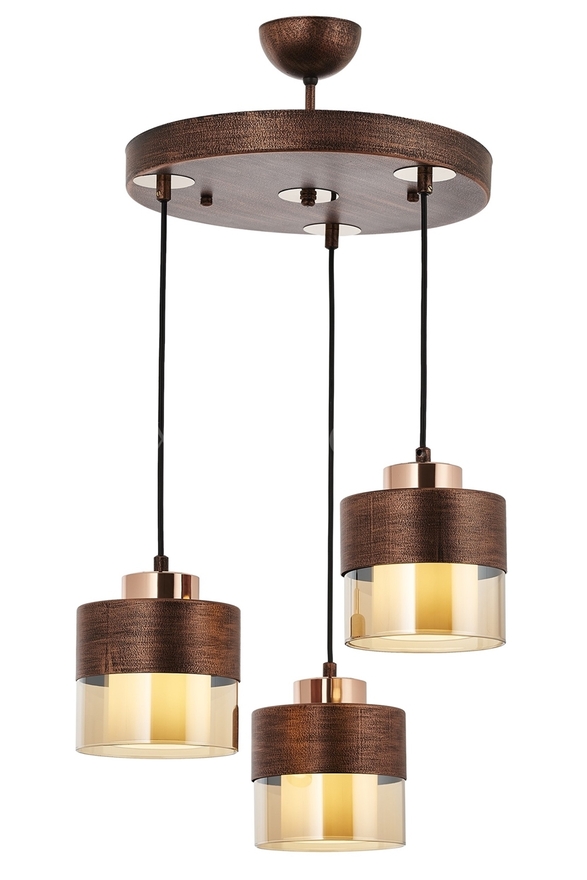 Luxury AV-60193-3T-CPR Bakır Patina Boyalı Modern Avize E27 Metal Cam 40cm - Luxury Avize ve Aydınlatma
