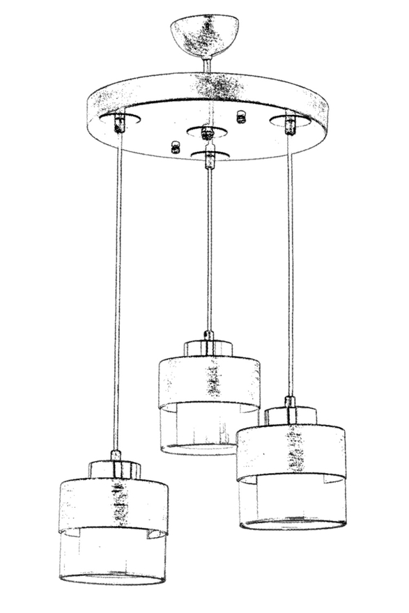 Luxury AV-60193-3T-KRM Krem Boyalı Modern Avize E27 Metal Cam 40cm - 3