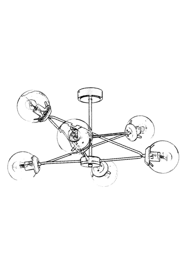 Luxury AV-60221-6E Eskitme Kaplama Modern Avize E27 Metal Cam 80cm - 5