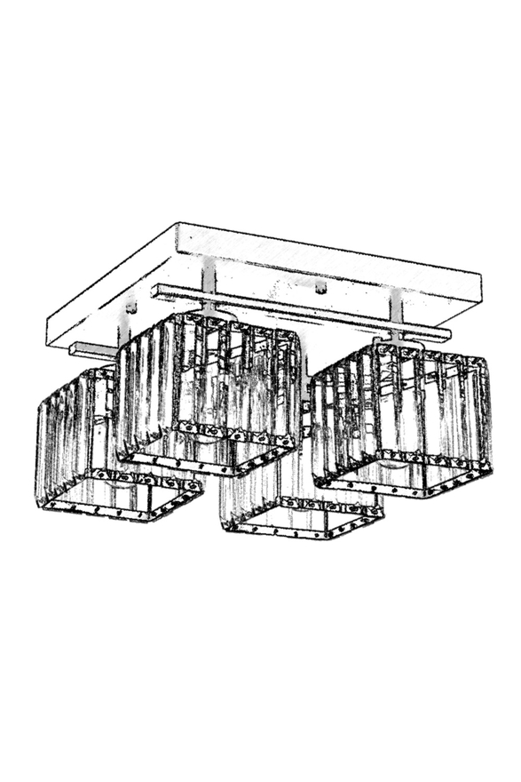 AVONNI AV-60230-4BSY Siyah Boyalı Modern Avize E27 Metal Kristal 40x40cm - 2