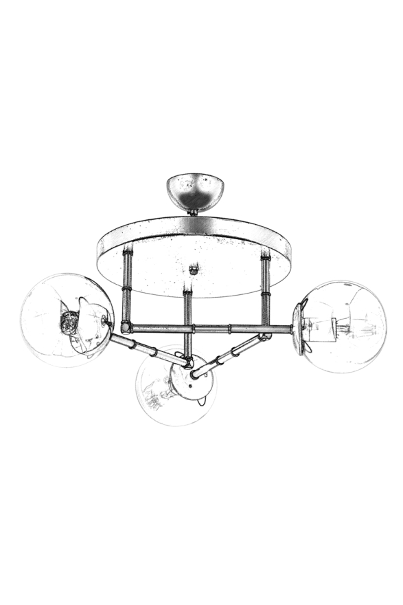 AVONNI AV-60327-3T-BSY Siyah Boyalı Modern Avize E27 Metal Cam 40cm - 2