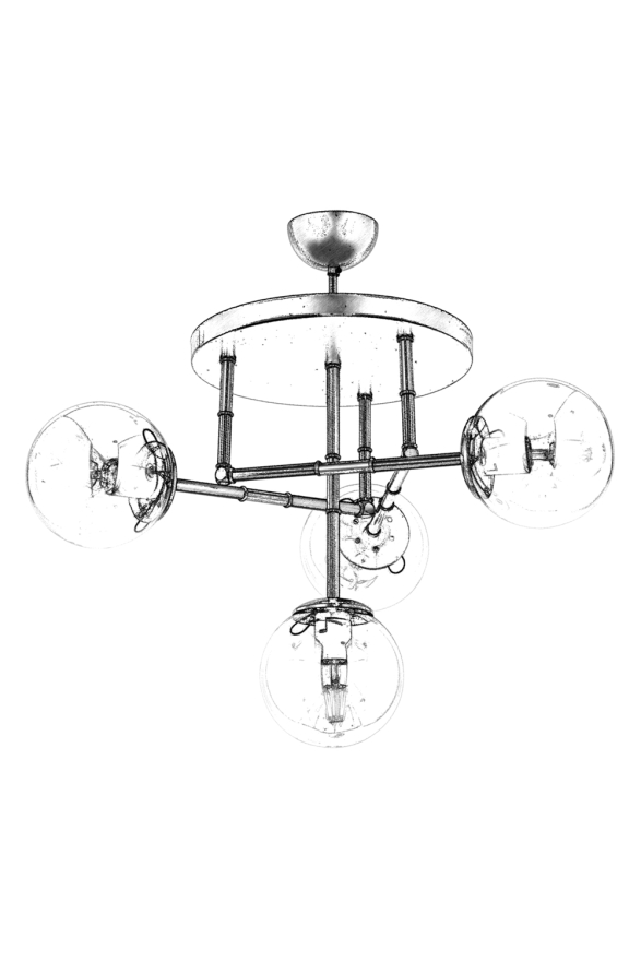 AVONNI AV-60327-4T-BSY Siyah Boyalı Modern Avize E27 Metal Cam 40cm - 3